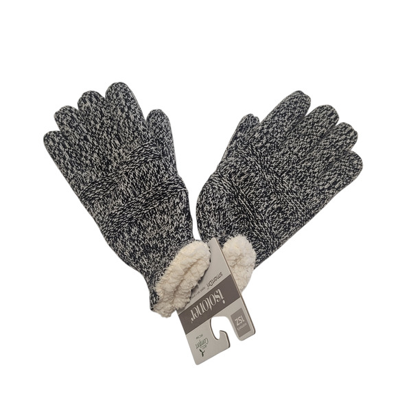 NWT Isotoner eco comfort black and white gloves, one size - Picture 2 of 5